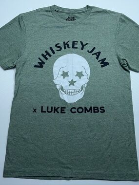 Luke Combs Whiskey Jam Tour T-Shirt Mens Size Small Green Bootleggers Tailgate